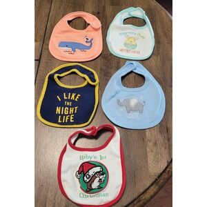 Lot Of 5 Various Bibs. 2 Carters, 1 Buccees, 1 Baby Starters, 1 Unbranded